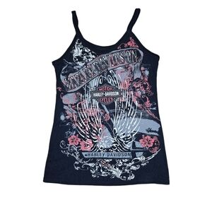 Harley davidson graphic tank top extra large size xl tattoo style black multi